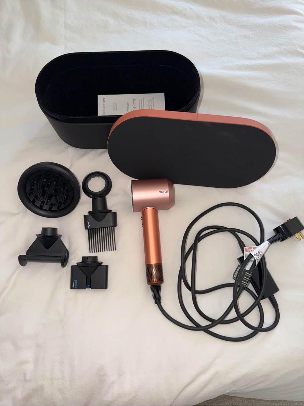 Dyson Supersonic Nural Hair Dryer Ceramic Pink/Rose Gold + Case & Attachments